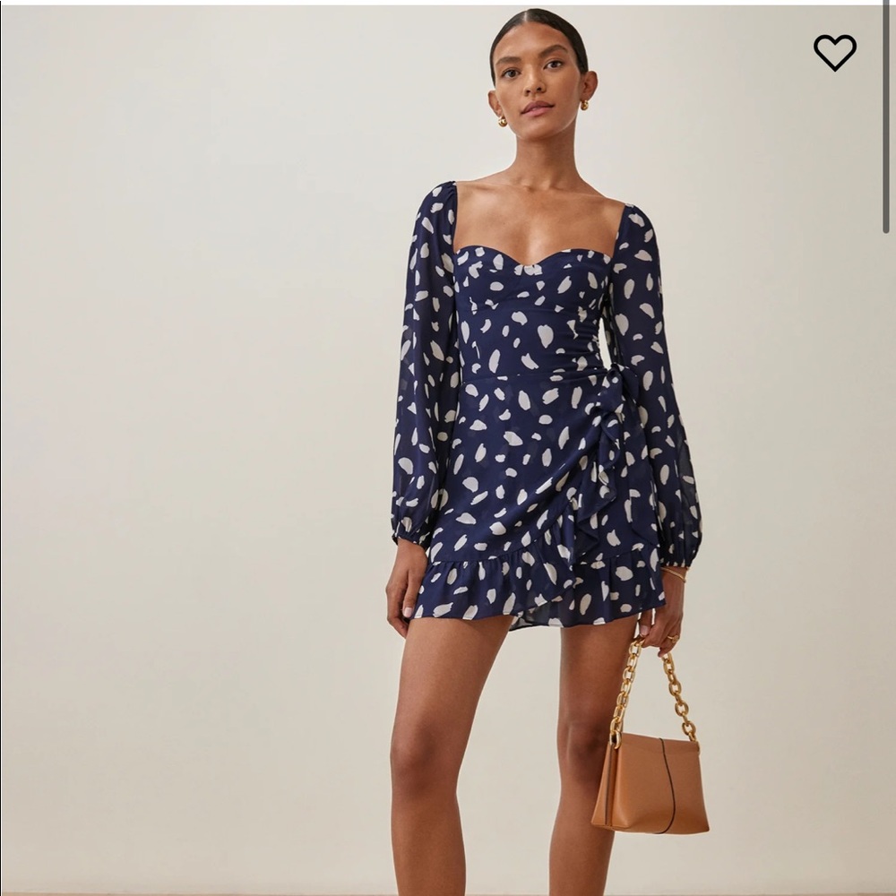 Reformation Cammi Dress Size 2 Splatter Bodice Off Shoulder Dress